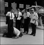 Five Men Posed in Front of Airplane, B by Skip Gandy