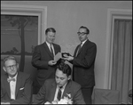 Two Men Pose at Florence Champlin Advertising Award Luncheon by Skip Gandy