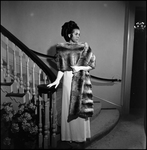 Woman Modeling Fur Coat Near Staircase, C by George Skip Gandy IV