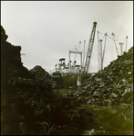 Cargo Ship Clearing Debris From Port Using Cranes, E by George Skip Gandy IV