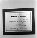 Plaque Presented to Norman G Baston, B by George Skip Gandy IV