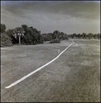 Line of Tarp and Small White Flags in Field, Burnt Store Marina, Florida, B by Skip Gandy