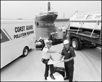 Coast Guard Officer and Tech from Chevron Examine Maps and Plan Response, Tampa, Florida, A by George Skip Gandy IV