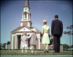 Family Walking Towards Bayshore Baptist Church, Tampa, Florida, Q by Skip Gandy