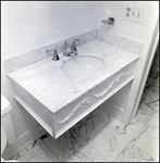 Marble Floating Bathroom Vanity in Home in Tampa, Florida, A by Skip Gandy