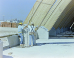 Workers Using a Crane for a Timber Beam, AF by George Skip Gandy IV