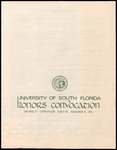 Convocation Program, USF, Honors, November 15, 1970