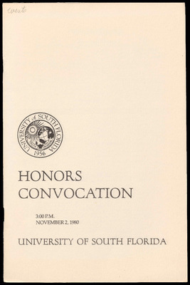 "Convocation Program, USF, Honors, November 2, 1980" by University of ...