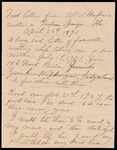 Letter, Albert Hafner to Elizabeth Chandler, April 23, 1891