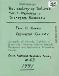Reliability of delayed self-reports in disaster research by Fran H. Norris; Krzysztof Kaniasty; and University of Colorado, Boulder -- Natural Hazards Research and Applications Information Center