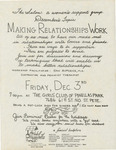 Flier, Making Relationships Work, December 3, 1983 by Edith "Edie" Daly