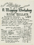 Flier, A Massage Workshop with Anne Mille, LMT, February 4, 1983 by Edith "Edie" Daly