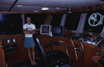 Captain David West on Bridge of Research Vessel (R/V) Urraca in Cayos Cochinos, Honduras