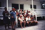 Diving Excursion Group Poses Together on Porch Steps in Belize, June 1996 by John C. Ogden