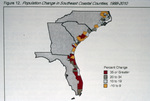 Map, Population Density in Southeast Coastal Counties, 1988-2010