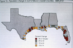 Map, Population Changes in Gulf of Mexico Coastal Counties, 1988-2010 by John C. Ogden