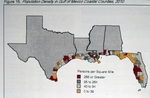 Map, Population Density in Gulf of Mexico Coastal Counties, 2010