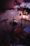 A diver inside the lock-out chamber of Hydrolab, St. Croix