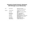 Membership List, University of South Florida St. Petersburg Budget Council, 2007-2008 by University of South Florida St. Petersburg. Budget Council