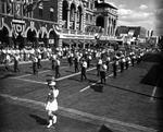 Marching Band Passes the Elks Club During a Parade by Robertson and Fresh