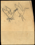 Drawing of two spoonbills