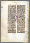 Leaf with the end of a prologue to, and the beginning of, Luke Catalogue 6, Bible 'A' by University of South FloridaTampa Campus Library