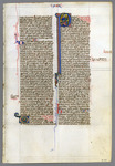 Leaf with the end of the Second Epistle of Paul to the Thessalonians, and the prologue to and beginning of the First Epistle of Paul to Timothy Catalogue 12, Bible 'A' by University of South FloridaTampa Campus Library