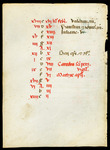 Leaf from a liturgical calendar, use of Rome, Italy Catalogue 16