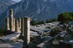 Sanctuary of Apollo. Temple of Apollo and tall Pedestal of Prusias, King of Bytina (dedicated by the Aetolian Confederacy)