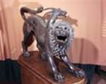Chimera of Arezzo. Mythical creature with lion's body and three heads (lion, goat, serpent)
