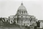 St. Peter's Basilica, Rome. Overall view of apse and dome from the Vatican Gardens (black and white photo from Strack)