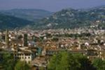 Panorama NE from Forte di Belvedere twoard Fiesole and surrounding hills. Towers of Badia and Bargello visible. (1987)