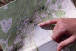 Finger Points at Shangri-La Retreat on Map by University of South Florida