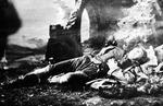 Dion Boucicault in The Shaughraun, pretending to be mortally wounded