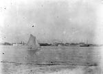 Sailboat and a sailing ship on the James River
