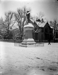 Confederate Memorial on the snowy corner of 5th Avenue and Main Street in Albemarle County, Virginia by Archibald Clarke Slaymaker