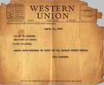 Telegram, 1936 Aug. 20, Tampa, to Alvaro de Albornoz by José Martinez; Roland Manteiga; Alvaro de Albornoz; and Democratic Popular Committee to Aid Spain (Tampa, Fla.)