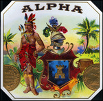 The Alpha cigar label forthe Apha Tobacco house.