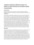 Impatiens walleriana (Balsaminaceae): Its effects on plant diversity and its abiotic habitat characteristics