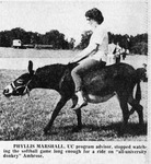 Phyllis Marshall rides a donkey by University of South Florida