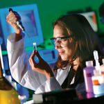 Prof. Kathleen Carvalho-Knighton in a lab, c.2001