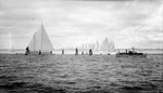 Double exposure: sailboats and large boat in Tampa Bay by Francis G. Wagner and Nelson Poynter Memorial Library
