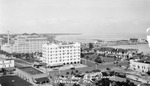 Ponce de Leon Hotel, aerial view looking northeast, including Yacht Club, Soreno Hotel, Pier and Spa, smokestack, and cars by Francis G. Wagner and Nelson Poynter Memorial Library