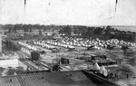 Aerial view of military encampment