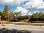 Construction Activity Behind Fenced Area Near Interstate 4 Overpass, Tampa, Florida